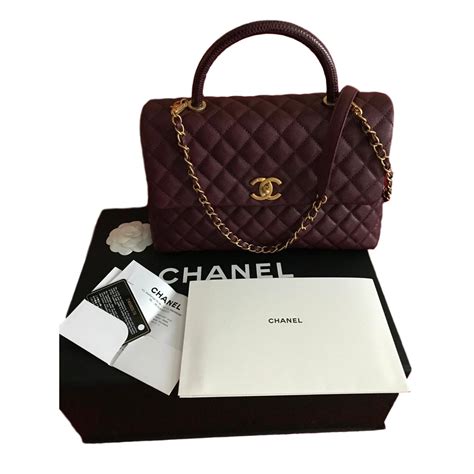 chanel coco handle burgundy